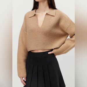 OAK + FORT Cropped V-Neck Sweater